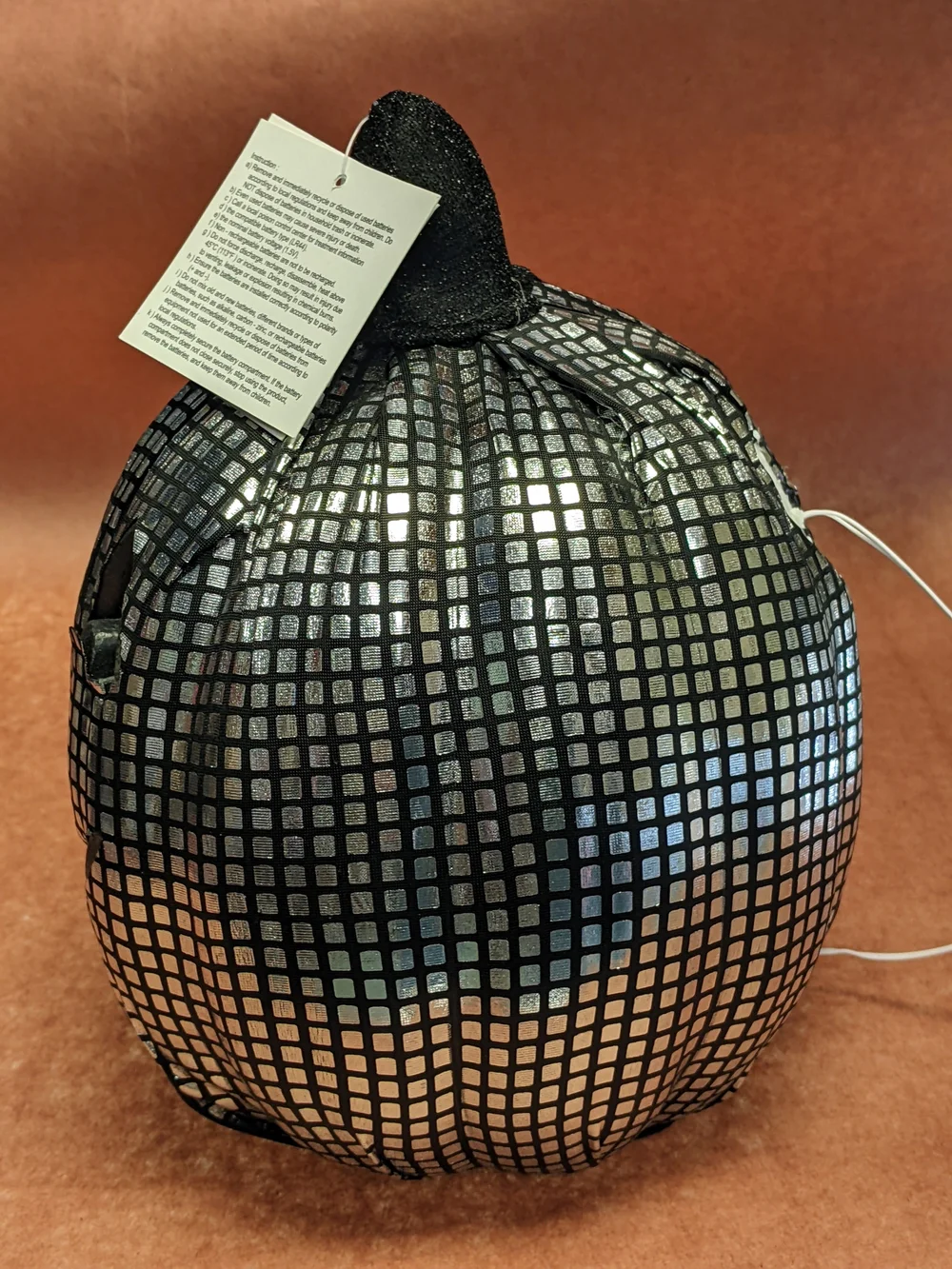 Light Up Pumpkin - Silver - 9 Inches Tall - New